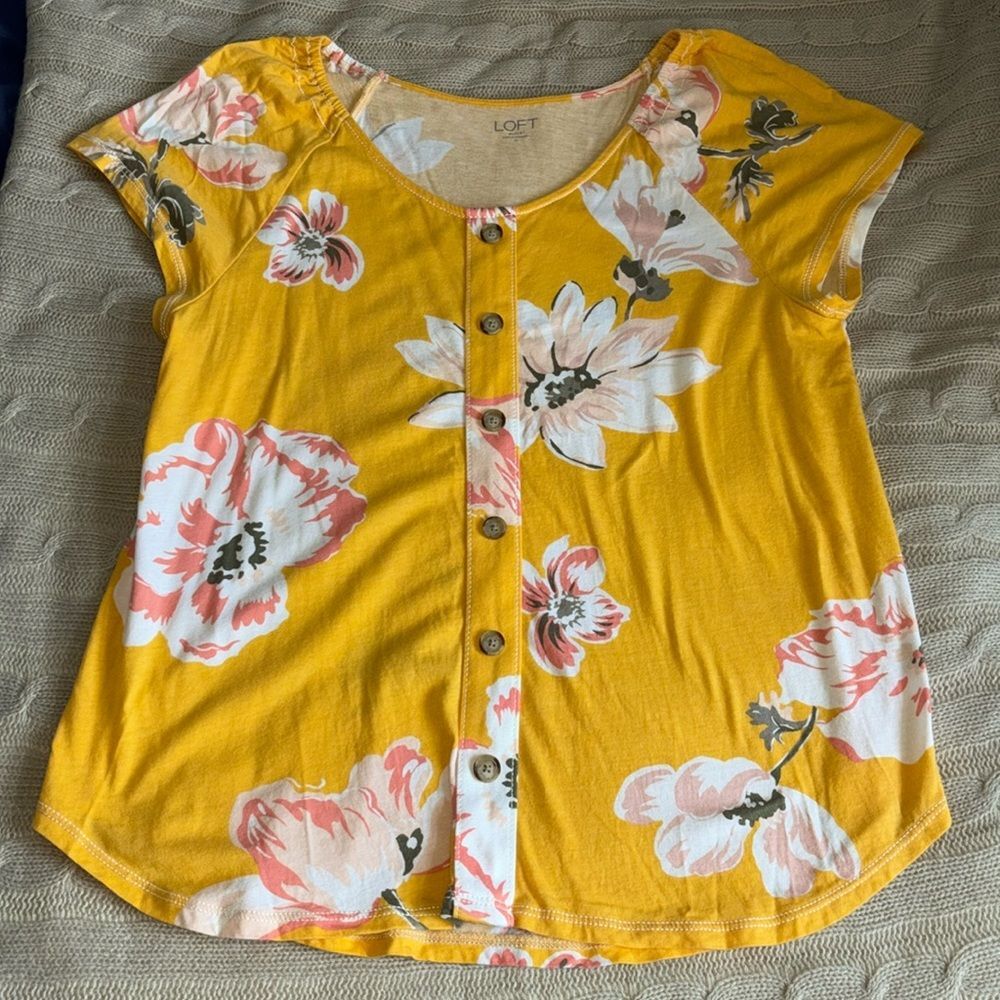 Loft Floral-Print Blouse - Medium